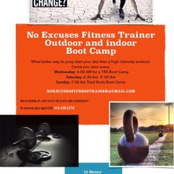 No Excuses Fitness Trainer - Indoor and outdoor bootcamps