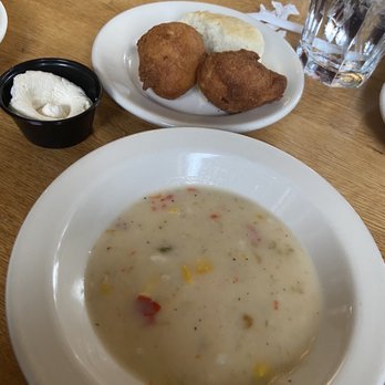 Old Mill Restaurant - Clam chowder and hush puppies and biscuits - American Near Me - Pigeon Forge, Tennessee