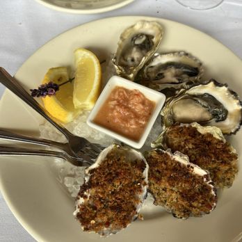 Ledford House - Pacific Oysters 5 tomato horseradish Mignonette, fresh, creamy Baked Oyster 5 bacon, bread crumbs, flavorful, crunchy - French Near Me - Albion, California Ledford House - Pacific Oysters 5 tomato horseradish Mignonette, fresh, creamy Baked Oyster 5 bacon, bread crumbs, flavorful, crunchy - French Near Me - Albion, California