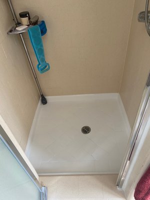 Shower Pan Reglaze - This was a project was completed in 3.5 hour service in a condo built in the 1970's Shower Pan Reglaze - This was a project was completed in 3.5 hour service in a condo built in the 1970's