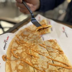 Chocotella Crepes - Savory Crape with bacon egg special spicy sauce