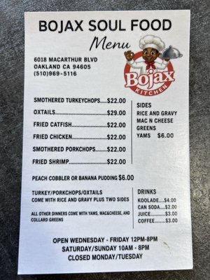 Menu photo 1 Bojax Kitchen Oakland, CA