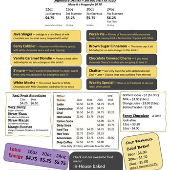 Mudslingers - Drink Menu - Coffee & Tea Near Me - Atlanta, Texas