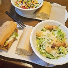 Caprese sandwich caesar salad and southwest salad Caprese sandwich caesar salad and southwest salad