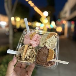 Strawberry Sorbet (top left) Tiramisu (Top Right) Dutch chocolate (Bottom Right) Double coffee chip (Bottom Left) Strawberry Sorbet (top left) Tiramisu (Top Right) Dutch chocolate (Bottom Right) Double coffee chip (Bottom Left)