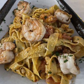 Sabor & Sazon - Pappardelle pasta with shrimp. So delicious! - Italian Near Me - Paso Robles, California Sabor & Sazon - Pappardelle pasta with shrimp. So delicious! - Italian Near Me - Paso Robles, California