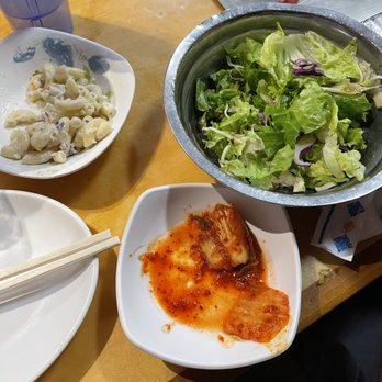 Moon BBQ 2 - Macaroni, Side Salad, Kimchi - Korean Near Me - Los Angeles, California Moon BBQ 2 - Macaroni, Side Salad, Kimchi - Korean Near Me - Los Angeles, California