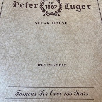Peter Luger - Front of Menu - Steakhouses Near Me - Brooklyn, New York