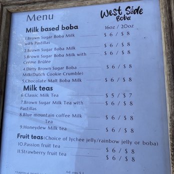 Westside Boba - Menu - Bubble Tea Near Me - Kahului, Hawaii