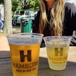 My daughter and I enjoying some Hamburg beer / cider My daughter and I enjoying some Hamburg beer / cider