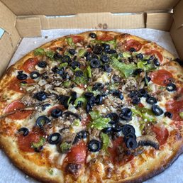 14 inch supreme pizza with added black olives 14 inch supreme pizza with added black olives
