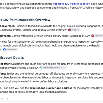 Pep Boys - 120-point inspection details - Auto Repair Near Me - Oceanside, California Pep Boys - 120-point inspection details - Auto Repair Near Me - Oceanside, California
