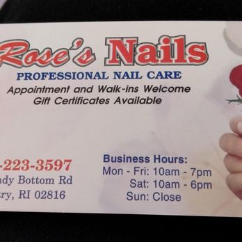 Rose's Nails - Business card - Nail Salons Near Me - Coventry, Rhode Island