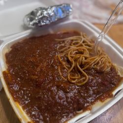 Max's Family Restaurant - Spaghetti Special - enough for 2 people / 2 meals.  (A little spicey )