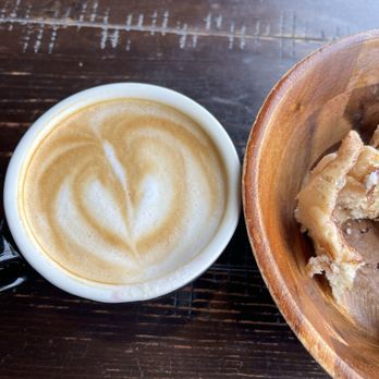 The Grind Coffee & Cafe - Cortado with cinnamon rolls on the side. - Coffee & Tea Near Me - San Angelo, Texas The Grind Coffee & Cafe - Cortado with cinnamon rolls on the side. - Coffee & Tea Near Me - San Angelo, Texas