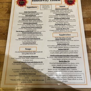 Hideaway House - Menu - Pizza Near Me - Sedona, Arizona Hideaway House - Menu - Pizza Near Me - Sedona, Arizona