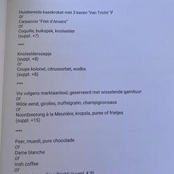 Park West - Prix fix menu