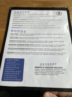 Menu photo 4 Toki Underground Baltimore, MD