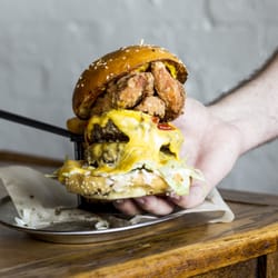 Miss Alex & Co. - Cheese Double and Fried Chicken Burger