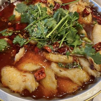 Bamboo House Austin - Boiled Fish Fillets in Chili Sauce - Chinese Near Me - Austin, Texas Bamboo House Austin - Boiled Fish Fillets in Chili Sauce - Chinese Near Me - Austin, Texas