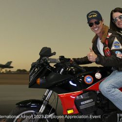 Strike a Pose POD - Green Screen Backdrop Sample from San Diego Int. Airport Event 2023. Let us know what you'd like on the green screen for your next event!