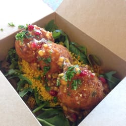 Wolf & Devour - Taken from Facebook Page ' Portavogie Prawn & Salmon Fishcakes with Cous Cous, Mixed Leaves, Mango & Pomegranate Salsa'