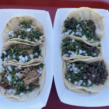 Taco Street - Three Carne Asada tacos and three Carnitas Tacos. - Tacos Near Me - Tacoma, Washington