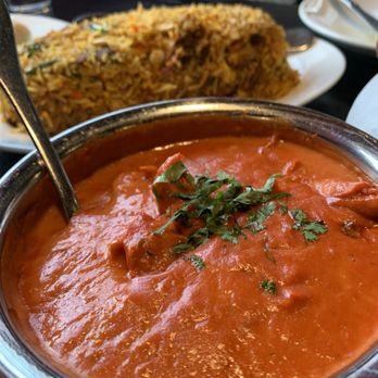 Royal Everest - 49. Tikka Masala (chicken) - 2/5 stars [unappealing pinkish color (likely from dye), tad too sweet, not creamy enough] - Indian Near Me - Burien, Washington