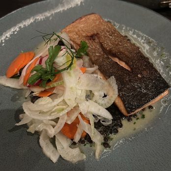 Gordon Ramsay Hell's Kitchen - Crispy skin salmon - New American Near Me - Miami, Florida Gordon Ramsay Hell's Kitchen - Crispy skin salmon - New American Near Me - Miami, Florida
