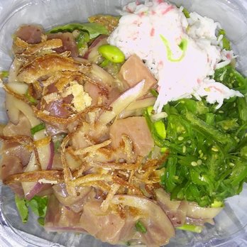 CC Hawaiian BBQ - Tuna Poke with salad. So good. - Barbeque Near Me - Lancaster, California