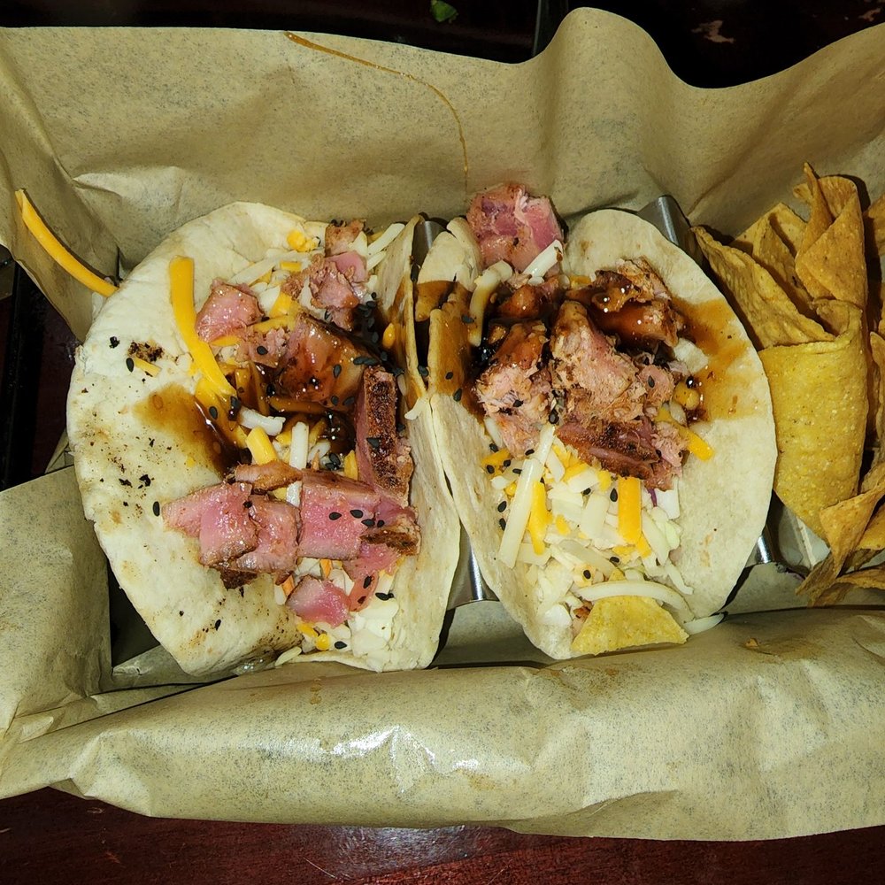The Tap - Ahi Tuna Tacos before extra teriyaki sauce - Brewpubs Near Me - West Lafayette, Indiana The Tap - Ahi Tuna Tacos before extra teriyaki sauce - Brewpubs Near Me - West Lafayette, Indiana