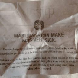 Warning that marijuana can make kids sick.
