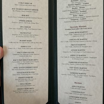 Mac's On Main - Cocktail menu - Seafood Near Me - Grapevine, Texas