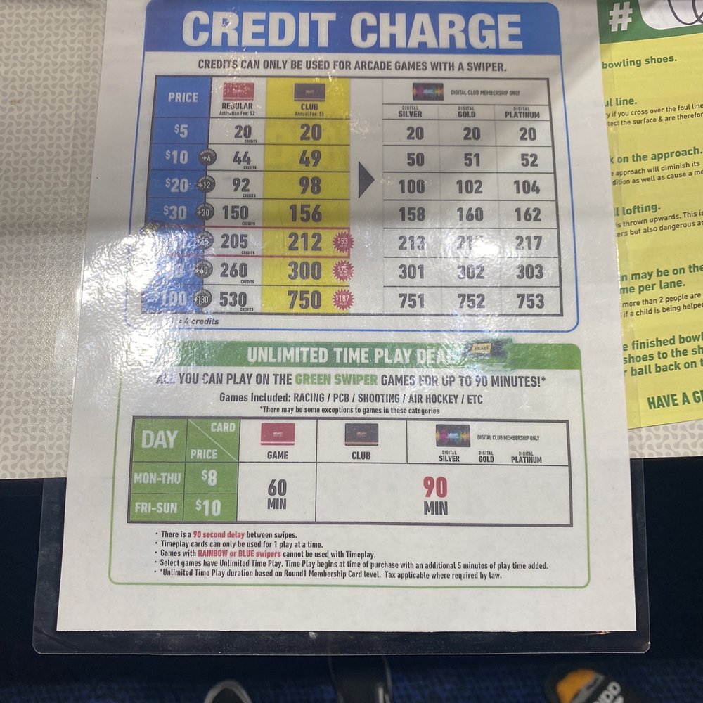 Round1 Bowling & Arcade - Grapevine - prices of game cards - Arcades Near Me - Grapevine, Texas