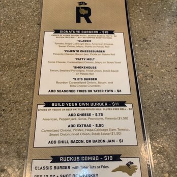 Ruckus & Redemption - Menu love the combo! - Cocktail Bars Near Me - Wilson, North Carolina