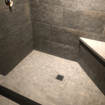 Falcone Custom Tile - Shower with triangle bench - General Contractors Near Me