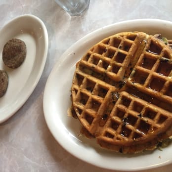Harry's Restaurant - Waffle, with a size of sausage. - Breakfast & Brunch Near Me - Houston, Texas Harry's Restaurant - Waffle, with a size of sausage. - Breakfast & Brunch Near Me - Houston, Texas