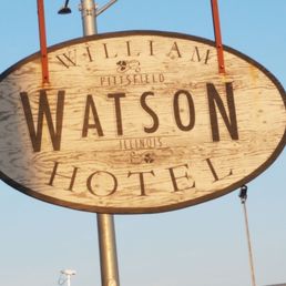 The hotel sign.