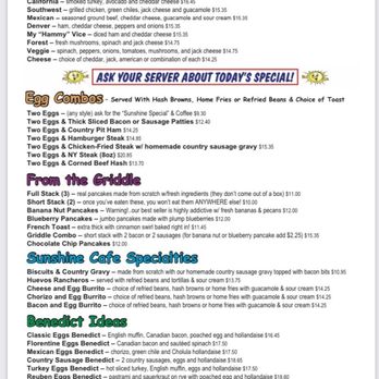 Sunshine Cafe - Menu - Breakfast & Brunch Near Me - Cathedral City, California Sunshine Cafe - Menu - Breakfast & Brunch Near Me - Cathedral City, California