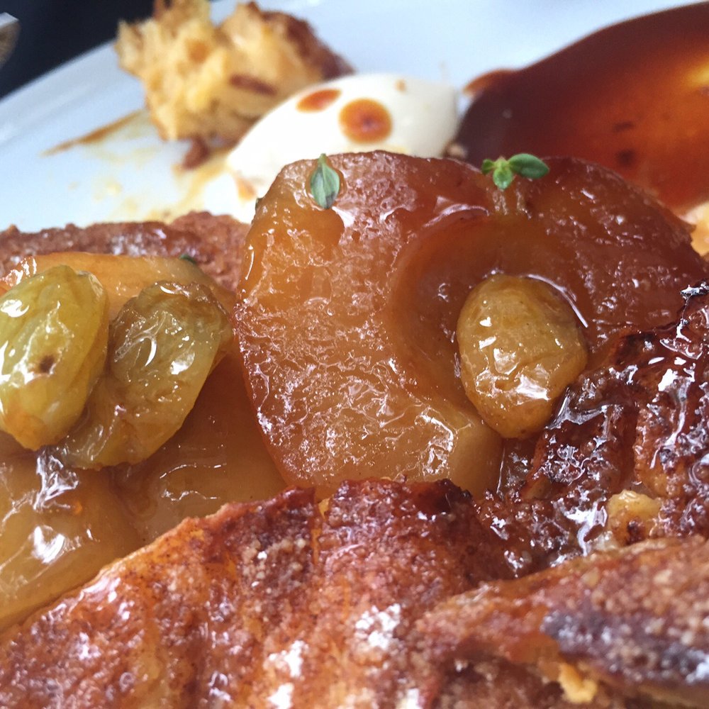 French toast @ Mr Hendricks. Caramel, pear, raisins, lemon thyme- amazing!! French toast @ Mr Hendricks. Caramel, pear, raisins, lemon thyme- amazing!!