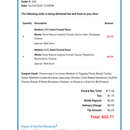a signup for a pizza order a signup for a pizza order