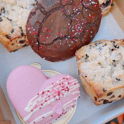 House of Marmalade - Scones (chocolate chip, lemon blueberry); brownie cookie; Valentine's Day large macaron