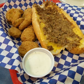 Fred's Downtown Philly - 6 inch philly with cheese whiz with fried pickles. 25 mins. 9 bucks. - Cheesesteaks Near Me - Carrollton, Texas