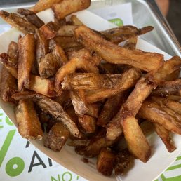 Darkest fries ever! And oh yeah, soggy too.