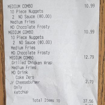 Wendy's - My receipt for store location #3258 at 1051 Main St, Buffalo - Burgers Near Me - Buffalo, New York