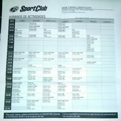 SportClub - Horarios de clases