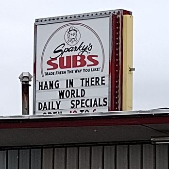 Sparky's Sub - a sign on the roof of a restaurant - Sandwiches Near Me - Spokane, Washington Sparky's Sub - a sign on the roof of a restaurant - Sandwiches Near Me - Spokane, Washington
