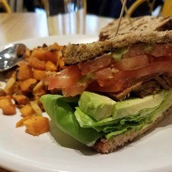 True Food Kitchen - TLT sandwich with sweet potato hash. - New American Near Me - Chicago, Illinois True Food Kitchen - TLT sandwich with sweet potato hash. - New American Near Me - Chicago, Illinois