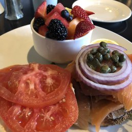Bagel and lox from restaurant Wilfred's at breakfast