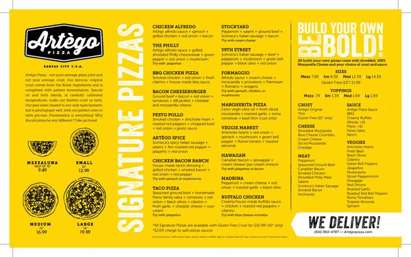Menu photo 4 Artego Pizza Kansas City, MO Menu photo 4 Artego Pizza Kansas City, MO